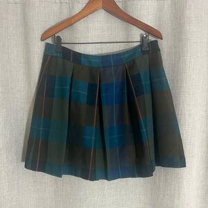 Women’s Dark Academia Schoolgirl Plaid Short Skirt Green/blue/orange Size 14